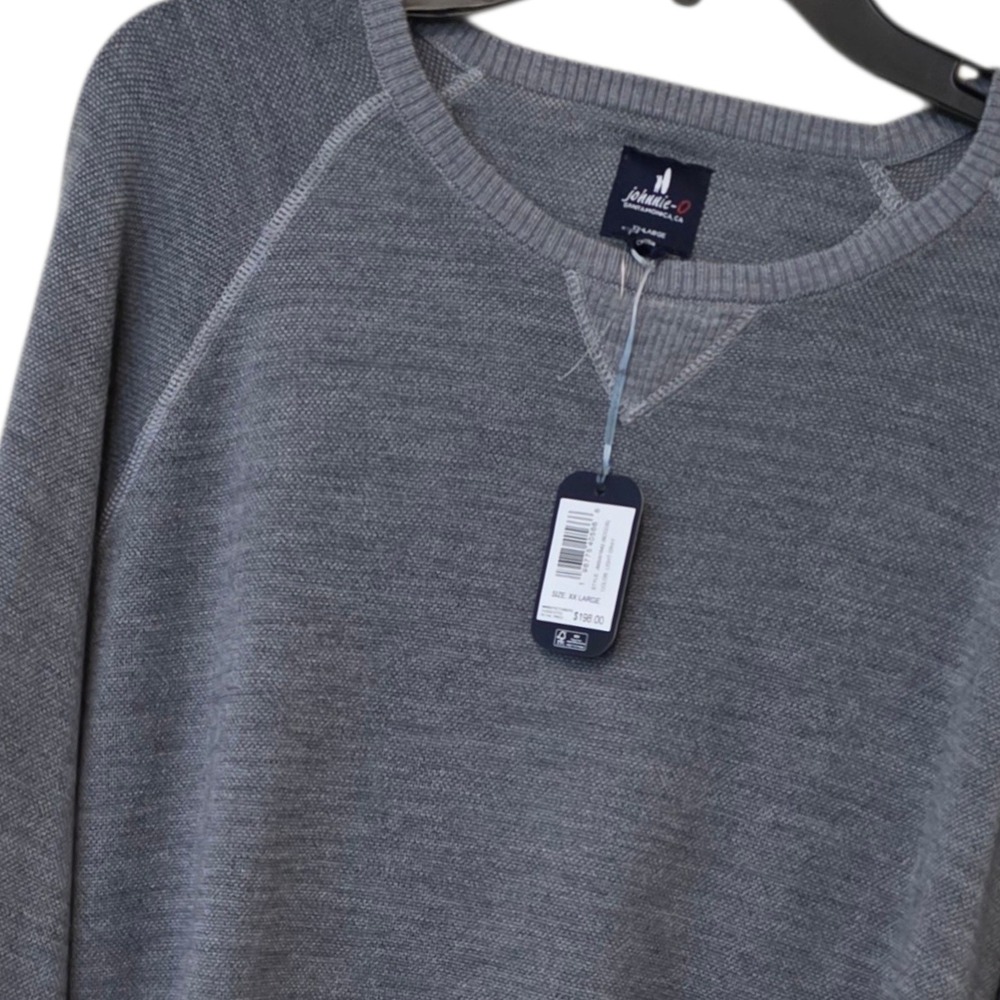Johnnie-O Boggs Crewneck‎ Sweater Mens XXL Light Gray Raglan New JMSW1840
